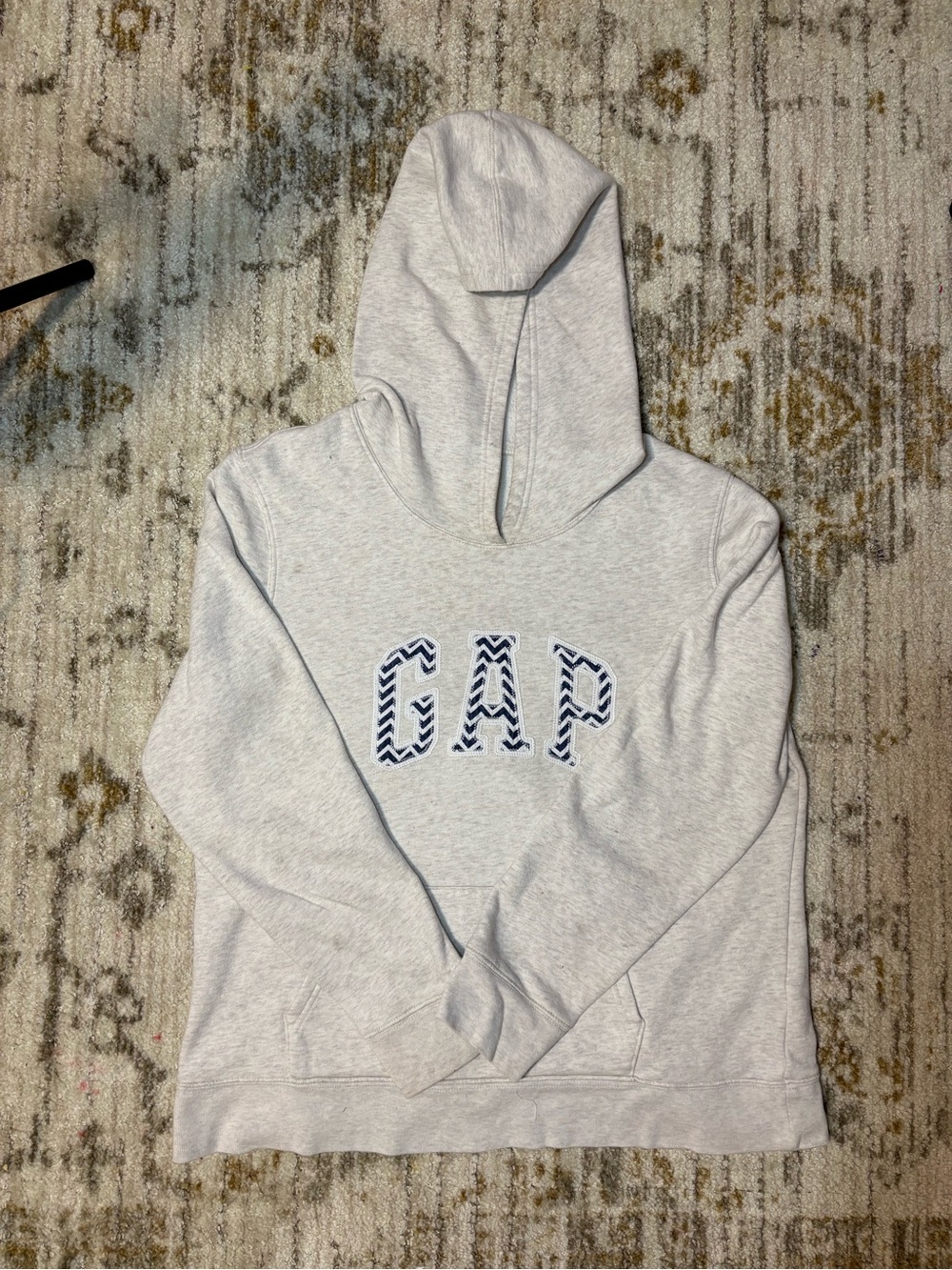 GAP Light Gray Hoodie with Navy Chevron Logo